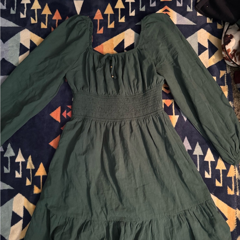 Chic Long Sleeve Green Dress
